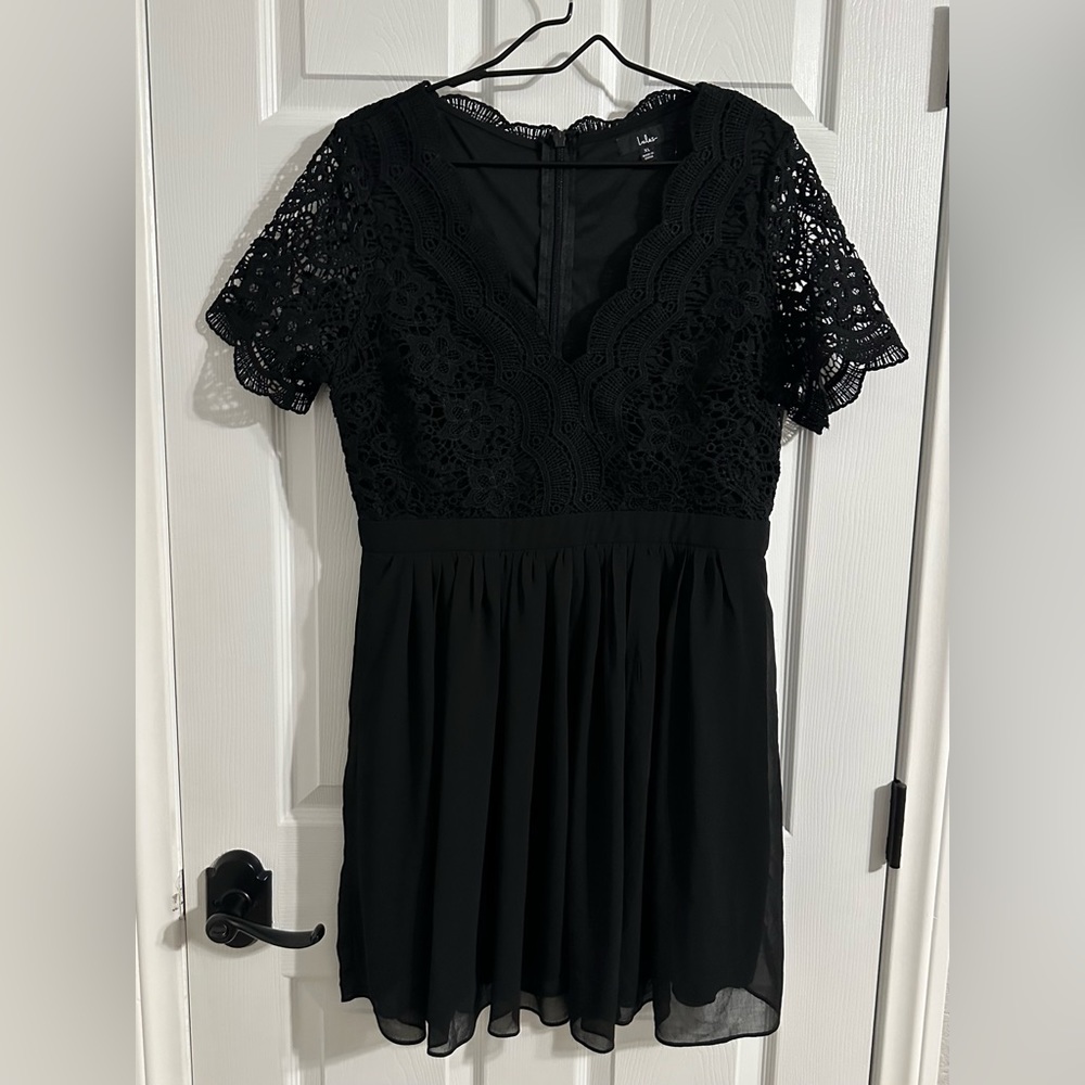 Lulus Black Lace Skater Dress Size XL